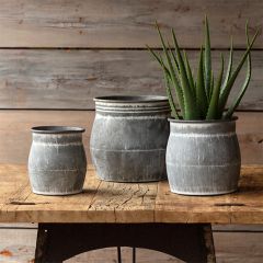 Metal Crock Planter Set of 3