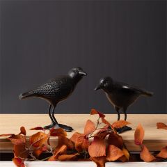 Metal Crow Figurine Set of 2