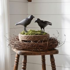 Metal Crow Figurine Set of 2
