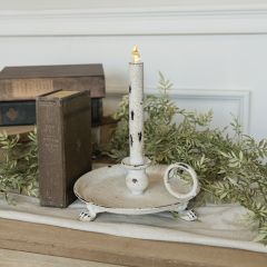 Metal Dish Flameless Taper Candle Light 