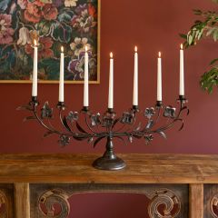 Metal Floral 7 Taper Candelabra