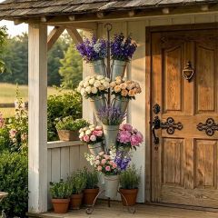 Metal Flower Bucket Tower