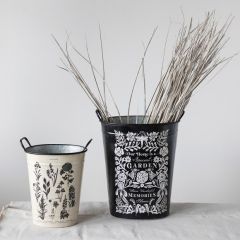 Metal Garden Print Buckets Set of 2