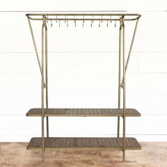 Metal Garment Rack With Hooks And Shelves