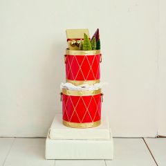 Metal Holiday Drum Bucket Set of 2