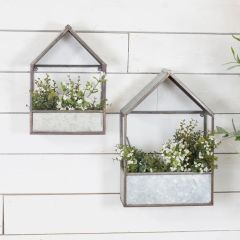 Metal House Wall Box Planter Set of 2