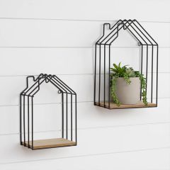 Metal House Wall Shelf Set of 2
