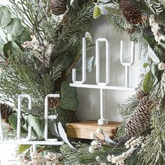 Metal JOY Tabletop Sign With Wood Base