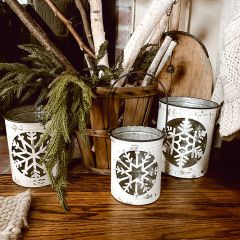 Metal Lantern With Snowflake Cutout Set of 3