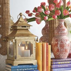 Metal Pagoda Lantern With Bell Accents