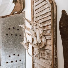 Metal Palm Leaf 2 Light Wall Sconce Antique Ivory