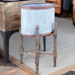 Metal Planter on Wooden Stand