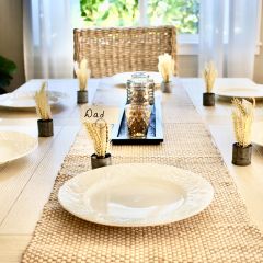 Metal Pot With Faux Wheat Place Card Holder Set of 4