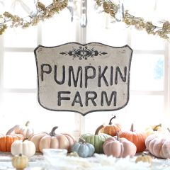 Metal Pumpkin Farm Crest Sign