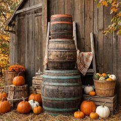 Metal Ring Decorative Wine Barrel