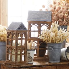 Metal Roof Birdcage Lantern Set of 2