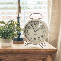 Metal Rusitc White Table Clock