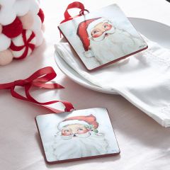 Metal Santa Ornament With Ribbon