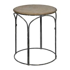 Metal Side Table With Rattan Top