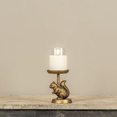 Metal Squirrel Pillar Candle Holder