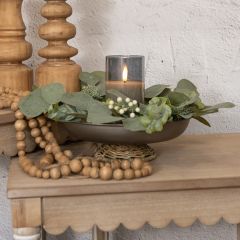 Metal Tray On Wicker Pedestal