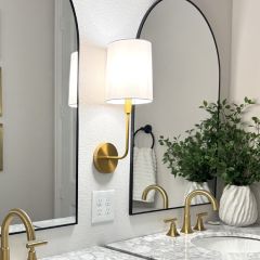 Metallic Finish Sconce With Cotton Shade