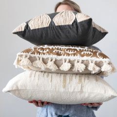 Metallic Gold Embroidered Slub Pillow