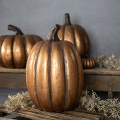 Metallic Gold Mache Pumpkin 14 Inch