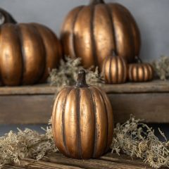 Metallic Gold Mache Pumpkin 7.5 Inch