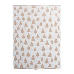 Metallic Gold Trees Cotton Knit Throw