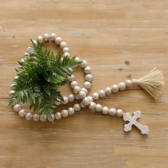 Metallic Wood Bead Garland With Cross 72 Inch