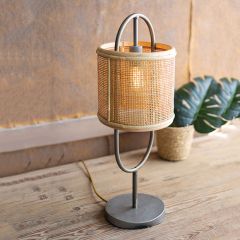 Mid Century Modern Lamp With Rattan Shade