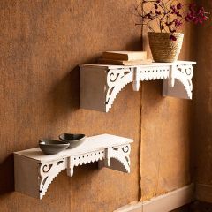 Millwork Style Wood Wall Shelf Set of 2
