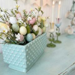 Mint Green Ceramic Hobnail Planter