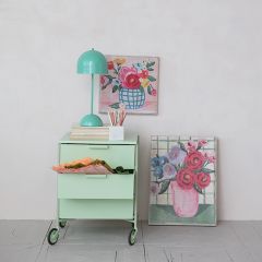 Mint Green Rolling Storage Cabinet