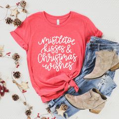Mistletoe Kisses Red Holiday Tee