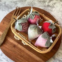 Mixed Fabric Strawberry Bowl Filler Set of 6