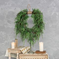 Mixed Faux Cedar Wreath With Jute Wrap