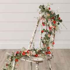 Mixed Faux Poppies Greenery Garland