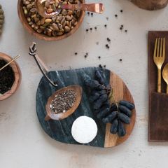 Modern Accent Marble and Wood Cutting Board Set of 2
