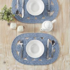 Modern Blue Woven Oval Placemats Set of 4