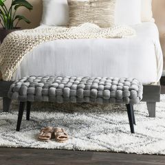Modern Boho Woven Velvet Bench