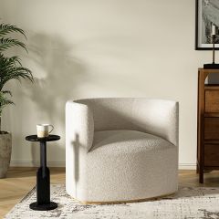 Modern Boucle Upholstered Barrel Back Chair | SHIPS FREE