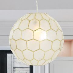 Modern Chic Capiz Honeycomb Globe Pendant