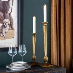 Modern Chic Gold Finish Taper Holders Set of 2