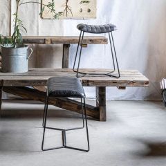 Modern Chic Leather Upholstered Stool and Bench