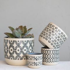 Modern Classics Patterned Stoneware Planter Set of 4