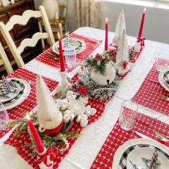 Modern Country Christmas Fringed Table Runner