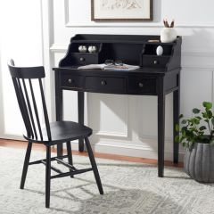 Modern Elegance Pine Wood Writing Desk Black