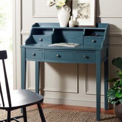Modern Elegance Pine Wood Writing Desk Slate Teal
